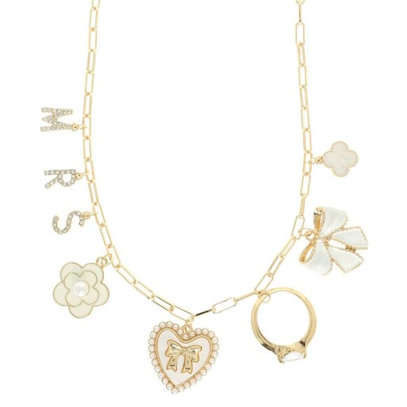 Bride Engagement Theme Multi-Charm Necklace - Picture 1 of 2